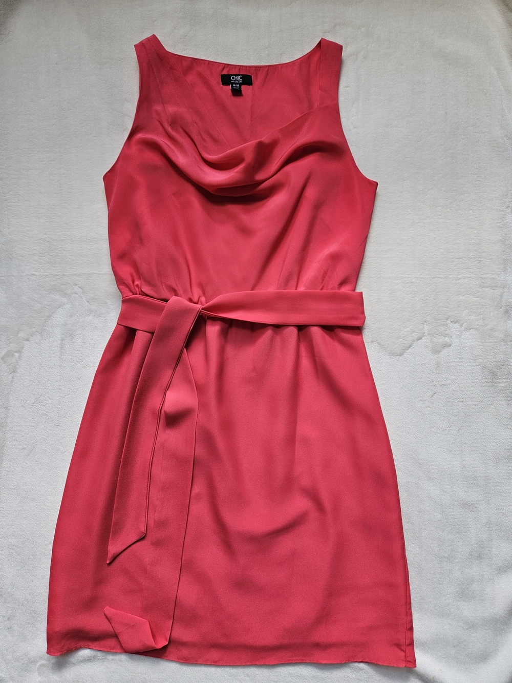 Elegant Coral Cowl Neck Dress | Jacob XS | Lined Sleeveless